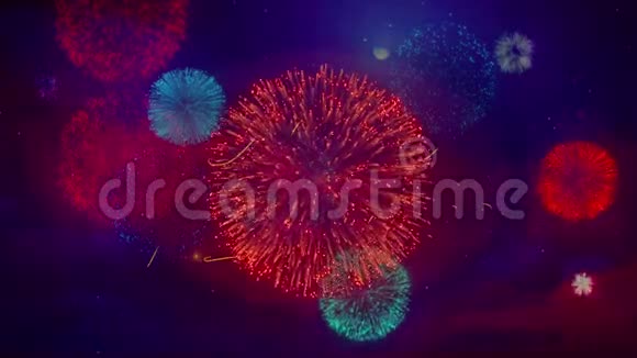 新年快乐2020年2019年问候文字彩烟花闪耀粒子视频的预览图