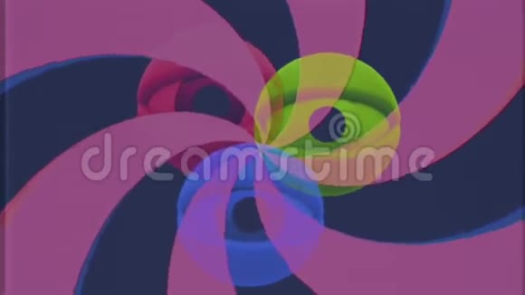 复古VHS电视3红绿蓝眼睛旋转与彩色螺旋无缝循环背景介绍动画新质量视频的预览图