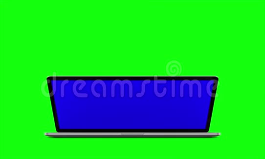 4K视频笔记本电脑笔记本打开与蓝色屏幕视频的预览图