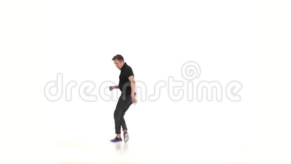 现代舞蹈家跳舞刹车动作白色视频的预览图