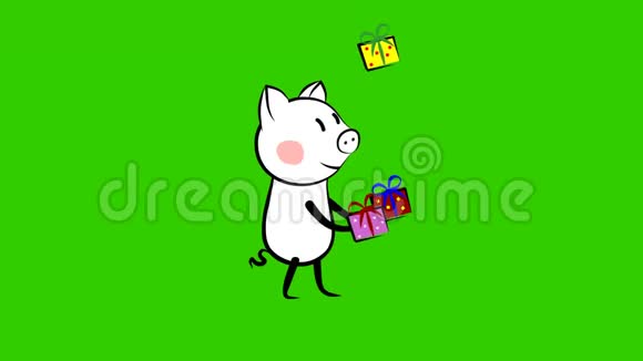 猪角色杂耍与呈现动画视频的预览图