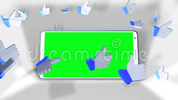 一款智能手机中间有绿色屏幕竖起大拇指视频的预览图