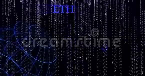 在下降的二进制码符号上发光Eth符号视频的预览图