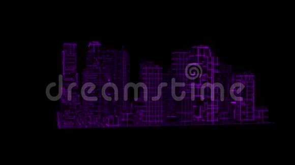 3D紫色龙全息城循环运动图形元件视频的预览图