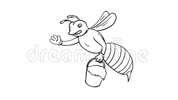 蜜蜂用一桶蜂蜜图2d动画挥手视频的预览图