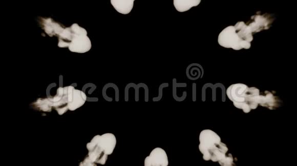 三维渲染构图与烟雾流隔离在黑色背景上的视觉效果圆形结构顶部视频的预览图