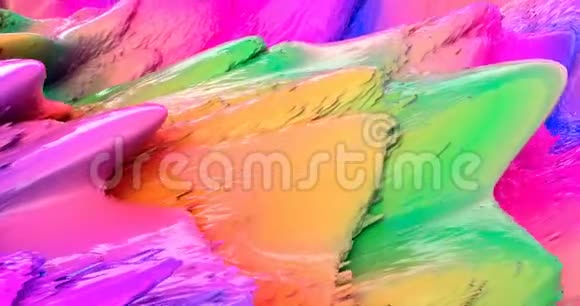 彩虹奶油质感涂料波浪镜头视频的预览图