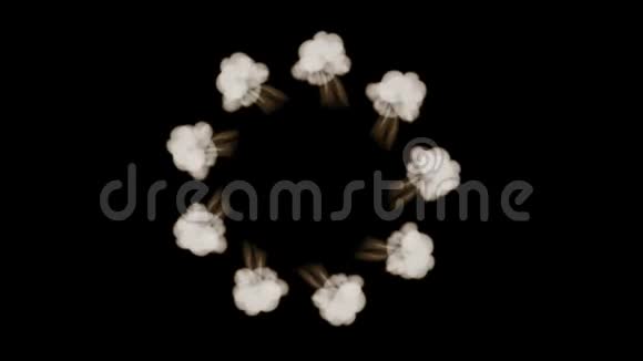 三维渲染构图与烟雾流隔离在黑色背景上的视觉效果圆形结构顶部视频的预览图