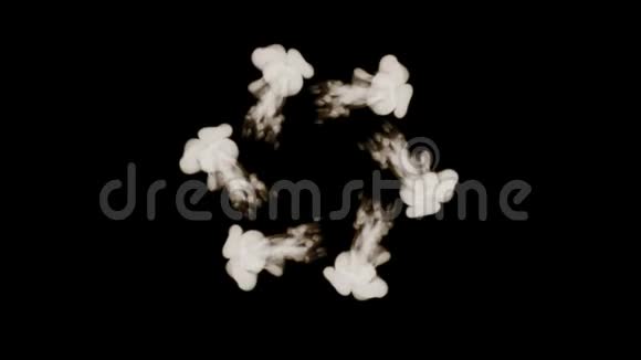 三维渲染构图与烟雾流隔离在黑色背景上的视觉效果的圆形结构视频的预览图