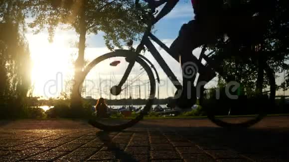 体育公园的人骑自行车跑步视频的预览图