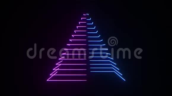 4K抽象数字霓虹金字塔视频的预览图