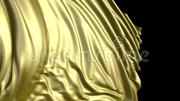 金色织物在缓慢运动织物在风中发展得很顺利视频的预览图