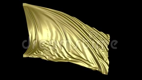 金色织物在缓慢运动织物在风中发展得很顺利视频的预览图