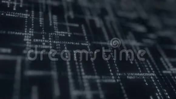 代码字符串跨越计算机屏幕移动与信息技术有关的运动背景视频的预览图