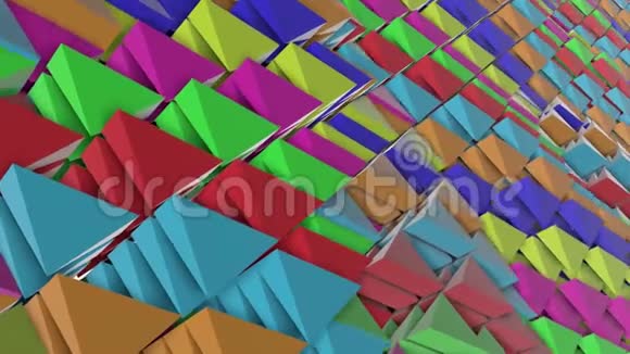 生动的彩色金字塔抽象彩虹3D渲染视频的预览图