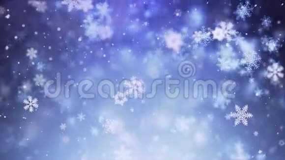 圣诞动画背景蓝色主题雪花飘落优雅视频的预览图