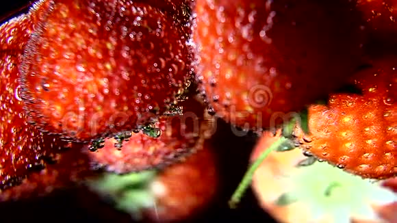 浆果有泡泡的水中草莓视频的预览图