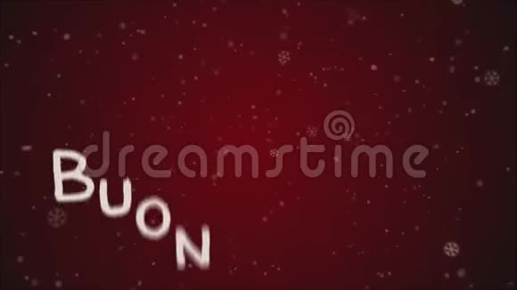 动画布恩纳塔莱意大利圣诞快乐降雪红色背景视频的预览图