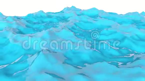紫色的球在绿松石的波浪表面移动动画背景3D渲染视频的预览图