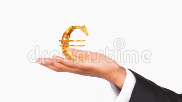 人类手中拿着一个欧元符号良好经济观念视频的预览图