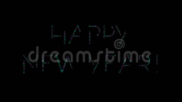 新年快乐铭文由闪闪发光的霓虹灯组成视频的预览图