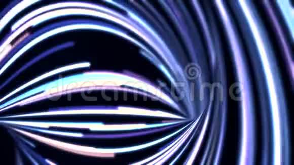 黑色背景上流动的蓝色紫色白色线条的抽象背景动画美丽的抽象运动视频的预览图