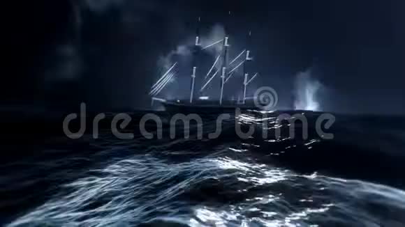 帆船在海上一场大风暴中漂流视频的预览图