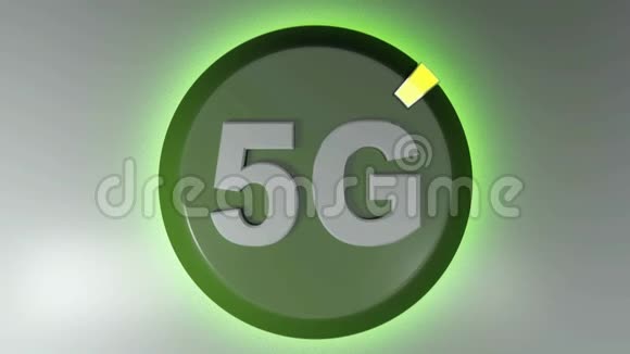 5G绿色圆圈图标与旋转光标三维渲染动画视频的预览图