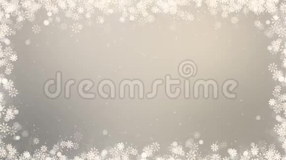 新年框架背景冬天的问候视频卡带雪花星星和雪无缝循环抽象圣诞动画视频的预览图