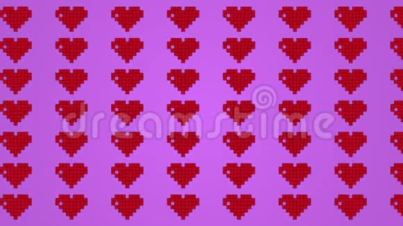 粉红色背景上的动画像素心最小的运动艺术运动时尚艺术心脏模式视频的预览图