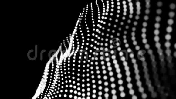 抽象白色颗粒在黑色背景上形成抽象纹理无缝环路动画3D点状材料视频的预览图