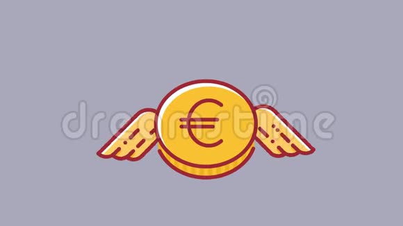 飞行欧元硬币货币动画平板设计风格高清动画绿色屏幕视频的预览图