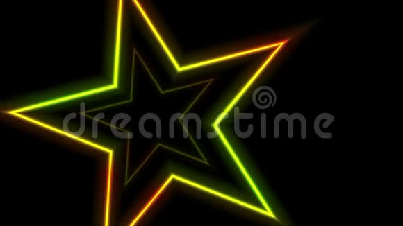 绿黄霓虹闪烁的星星视频动画视频的预览图