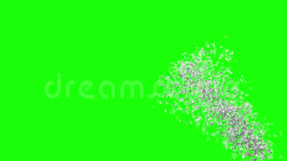 绿色屏幕背景下的豪华银色彩纸弹爆炸视频的预览图