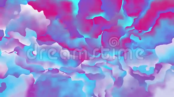 动画闪烁彩色背景无缝循环视频水彩花效果全息蓝色粉红色洋红白色和视频的预览图