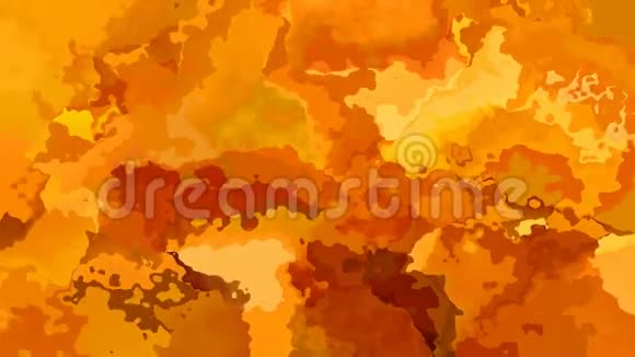 动画闪烁彩色背景无缝循环视频水彩花效果秋季橙黄色赭褐色视频的预览图