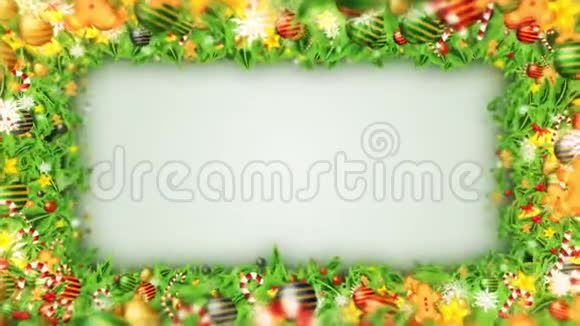 豪华装修搭配雪晶圣诞元素图案冬季循环动画白色背景视频的预览图