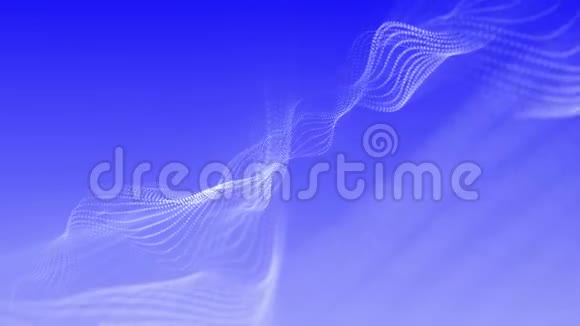 白色微粒在蓝色背景上飞行动画循环抽象3D渲染视频的预览图