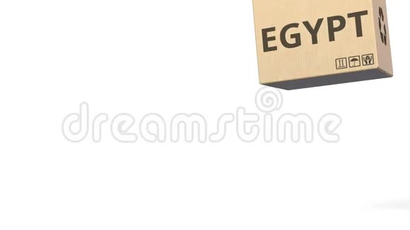 纸箱上埃及文字的产品概念三维动画视频的预览图