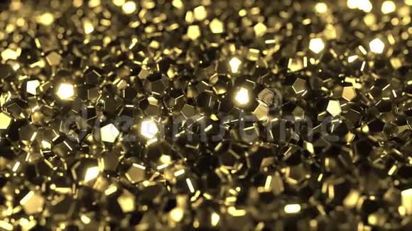 一堆闪亮的金色水晶视频的预览图