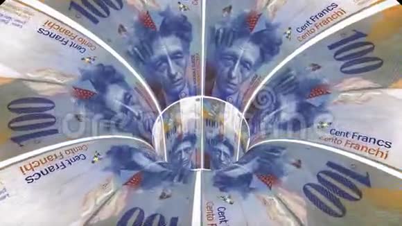 瑞士弗兰克虫洞漏斗隧道飞行无缝环动画新质量金融业务酷视频的预览图