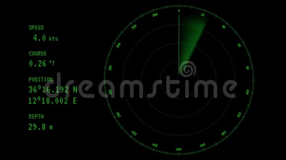 动画雷达屏幕上的绿色射线视频的预览图