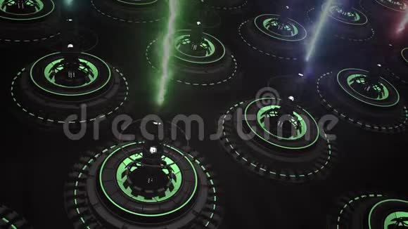 太空船有激光的发电站3D动画视频的预览图