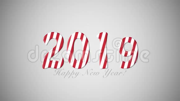 动画特写2019年新年快乐文字和数字在白色背景视频的预览图