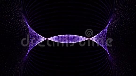 霓虹灯点的移动隧道动画黑色背景上的数字抽象发光隧道图形发光漏斗视频的预览图