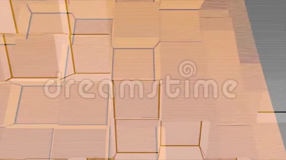 动画米黄色墙的立方体向前和向后移动无缝循环动画抽象的体积是无穷无尽的视频的预览图