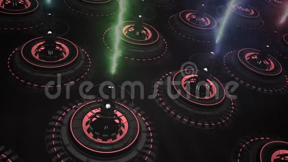 太空船有激光的发电站3D动画视频的预览图