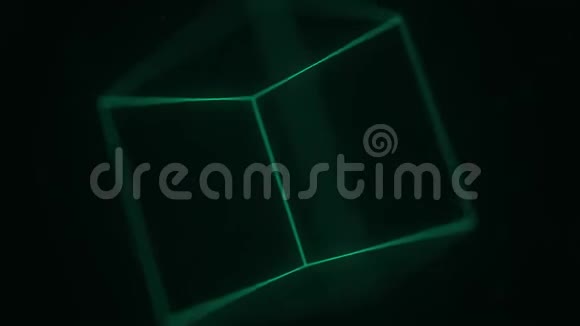 旋转绿色立方体3D图形相关运动背景视频的预览图
