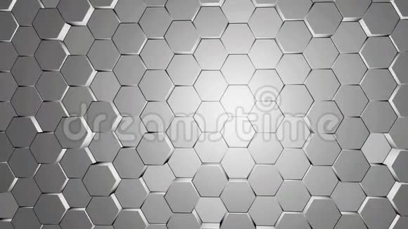 白色和灰色六角背景纹理运动视频三维渲染六边形视频的预览图