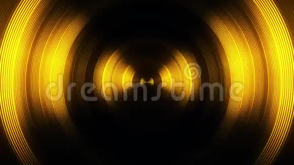 黄金圆形波浪隧道VJ循环运动背景V1视频的预览图